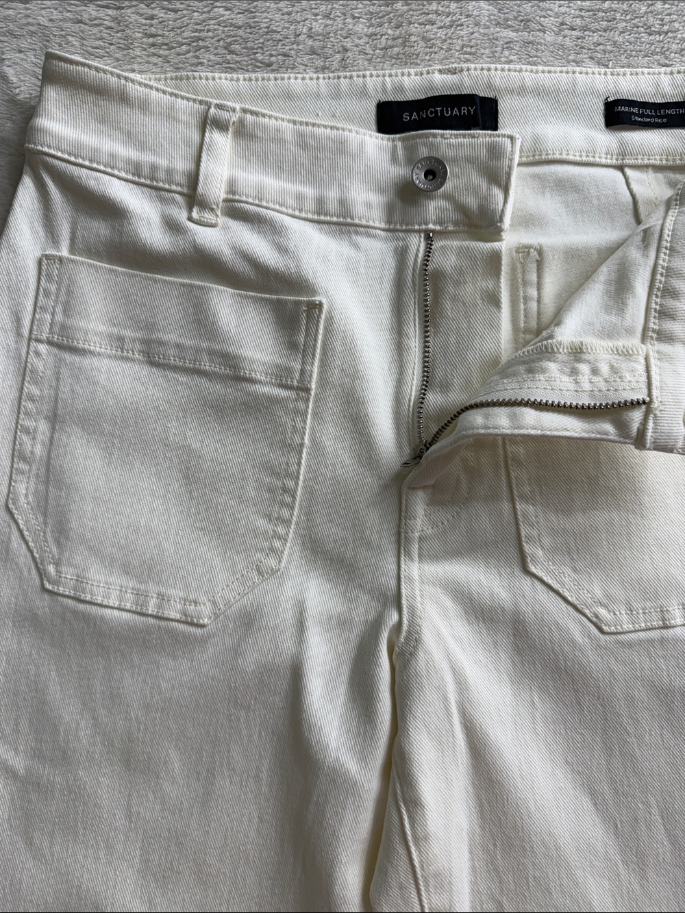 Sanctuary Marine Full Length Wide Leg Jeans Ivory White Standard Rise Size 27 - Picture 10 of 13